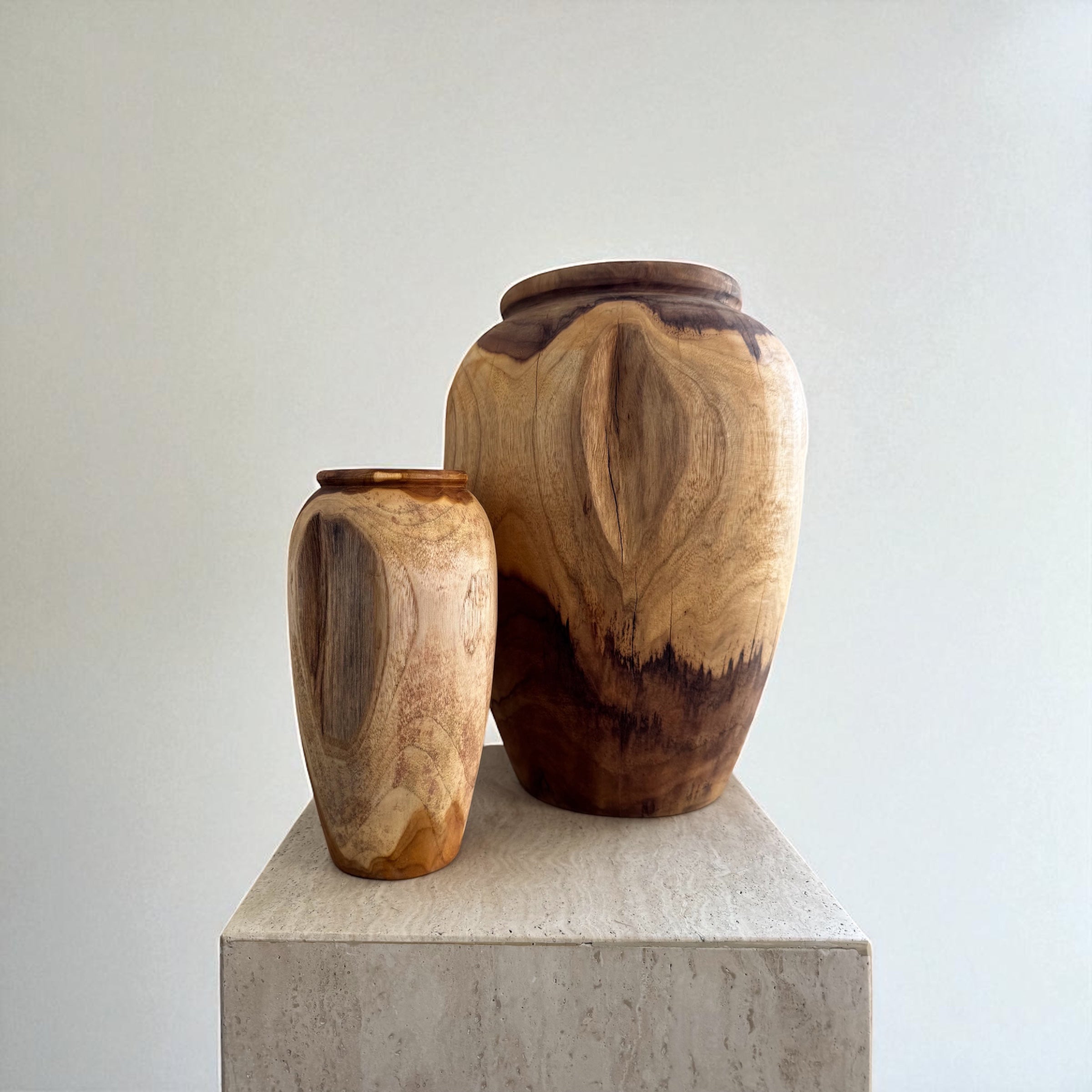 Wabi-Sabi Hand Carved Vase Duo